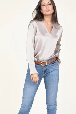 Satin Top Bodil | Taupe... | Dante 6 | Little Soho