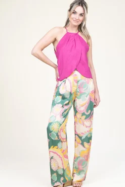 Satin Viscose Pants With Print Sanpedro | Pink... | Louizon | Little Soho