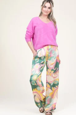 Satin Viscose Pants With Print Sanpedro | Pink... | Louizon | Little Soho