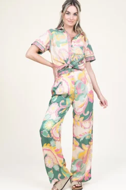Satin Viscose Pants With Print Sanpedro | Pink... | Louizon | Little Soho