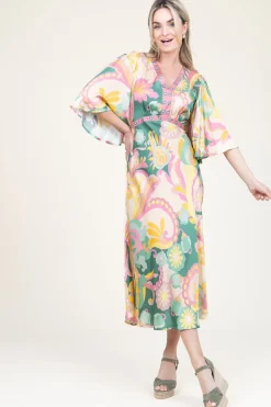 Satin Viscose Print Dress Salinas | Pink... | Louizon | Little Soho