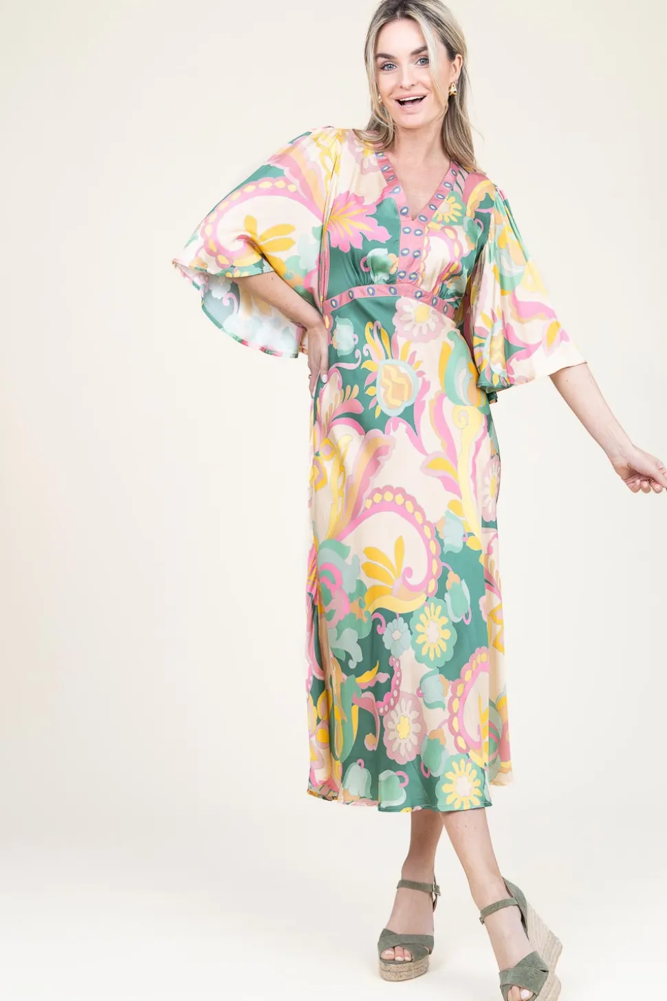 Satin Viscose Print Dress Salinas | Pink... | Louizon | Little Soho
