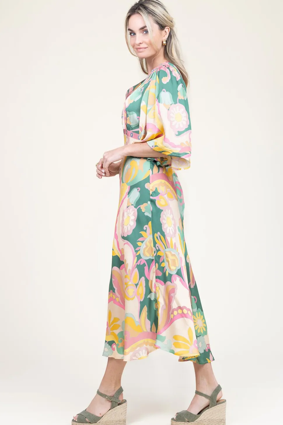 Satin Viscose Print Dress Salinas | Pink... | Louizon | Little Soho