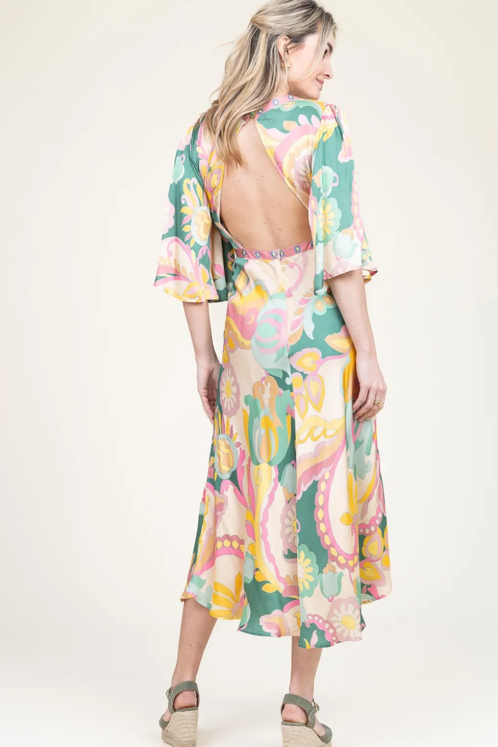 Satin Viscose Print Dress Salinas | Pink... | Louizon | Little Soho