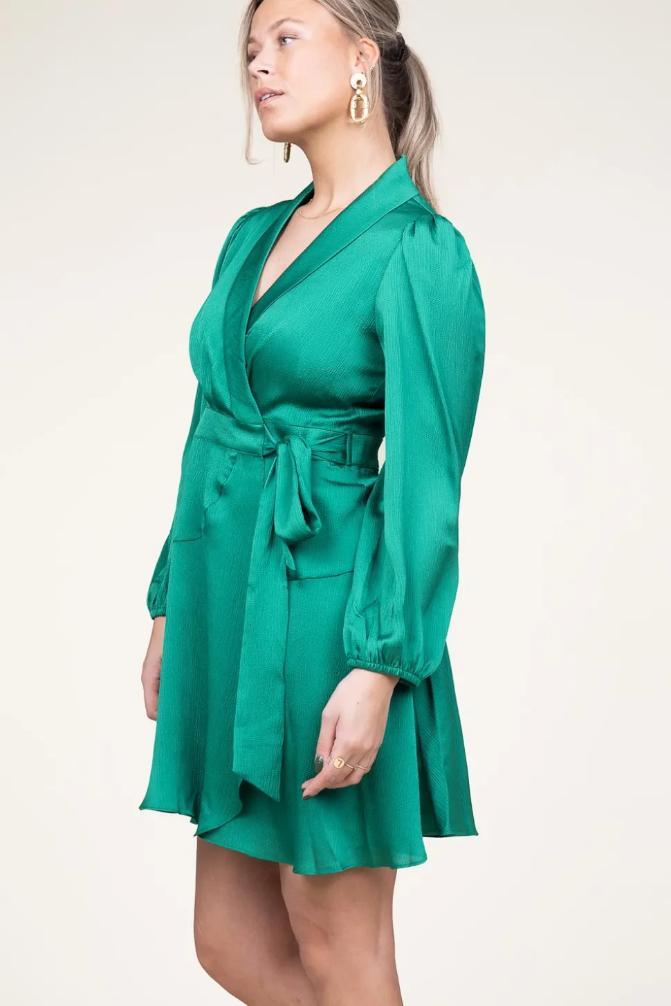 Satin Wrap Dress Clun | Green... | Suncoo | Little Soho