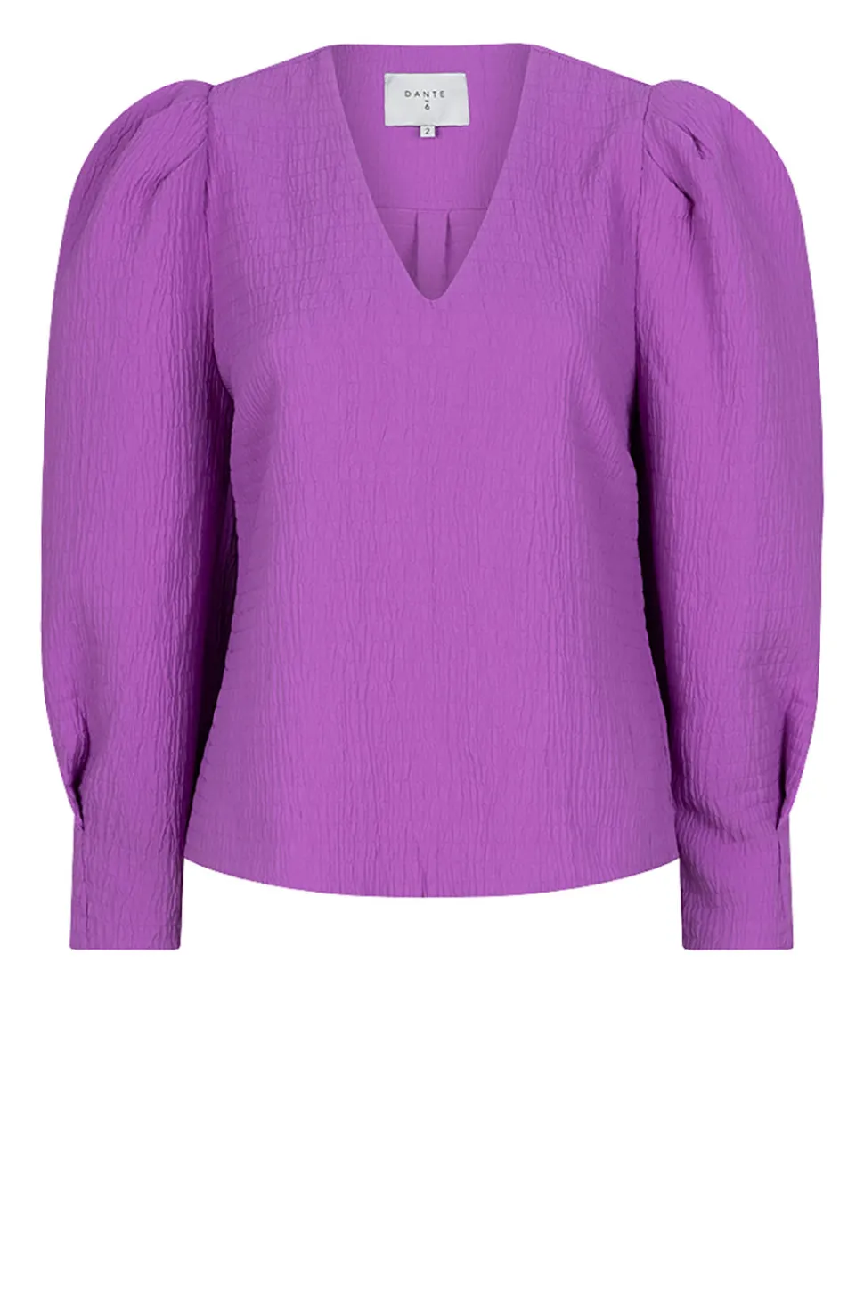 Seersucker Top With Puff Sleeves Zarga | Purple... | Dante 6 | Little Soho