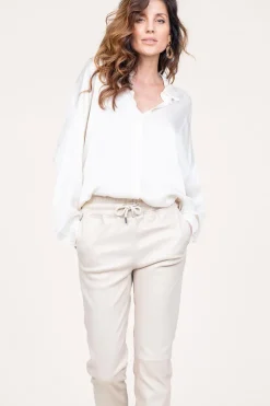 Shiny Viscose Blouse Geo | White... | Kocca | Little Soho