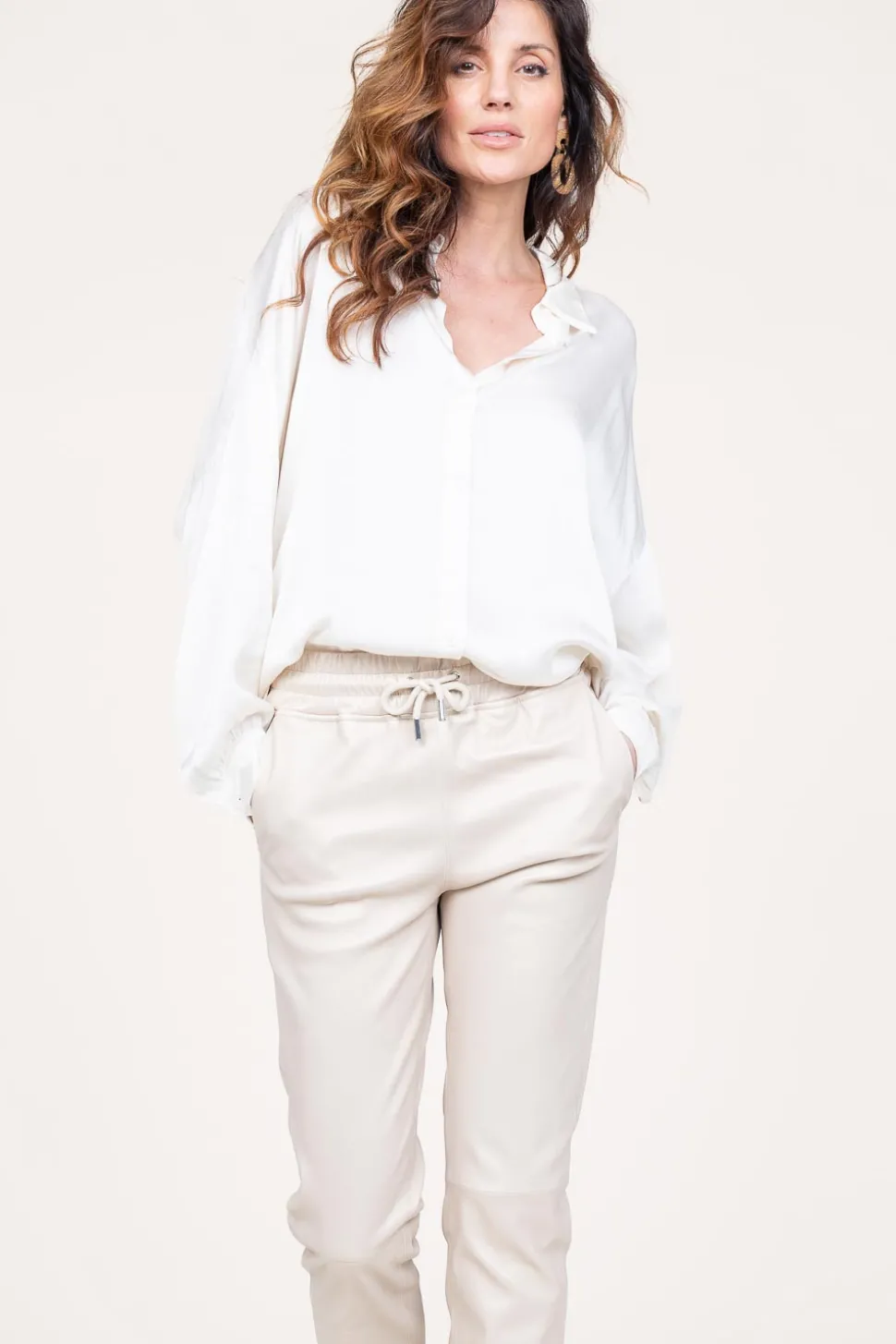 Shiny Viscose Blouse Geo | White... | Kocca | Little Soho