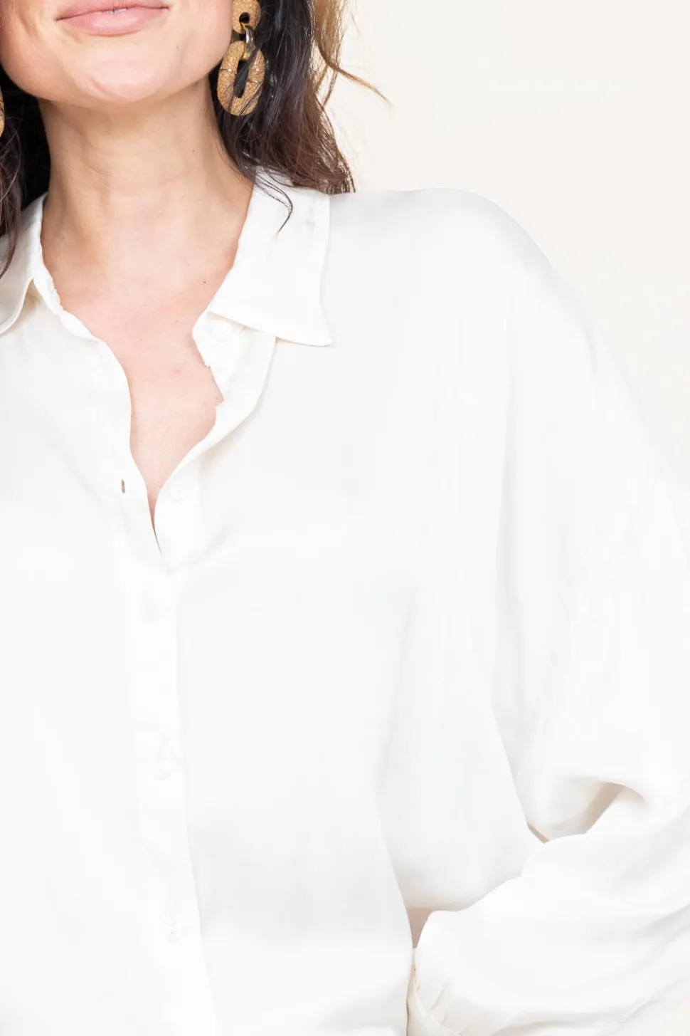 Shiny Viscose Blouse Geo | White... | Kocca | Little Soho