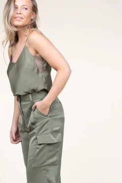 Silk Top With Lace Clarisse | Green... | Ba&Sh | Little Soho