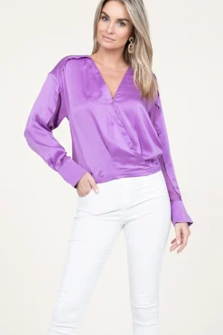 Silk Wrap Top Lisboa | Purple... | Dante 6 | Little Soho