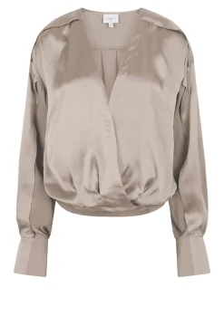 Silk Wrap Top Lisboa | Taupe... | Dante 6 | Little Soho