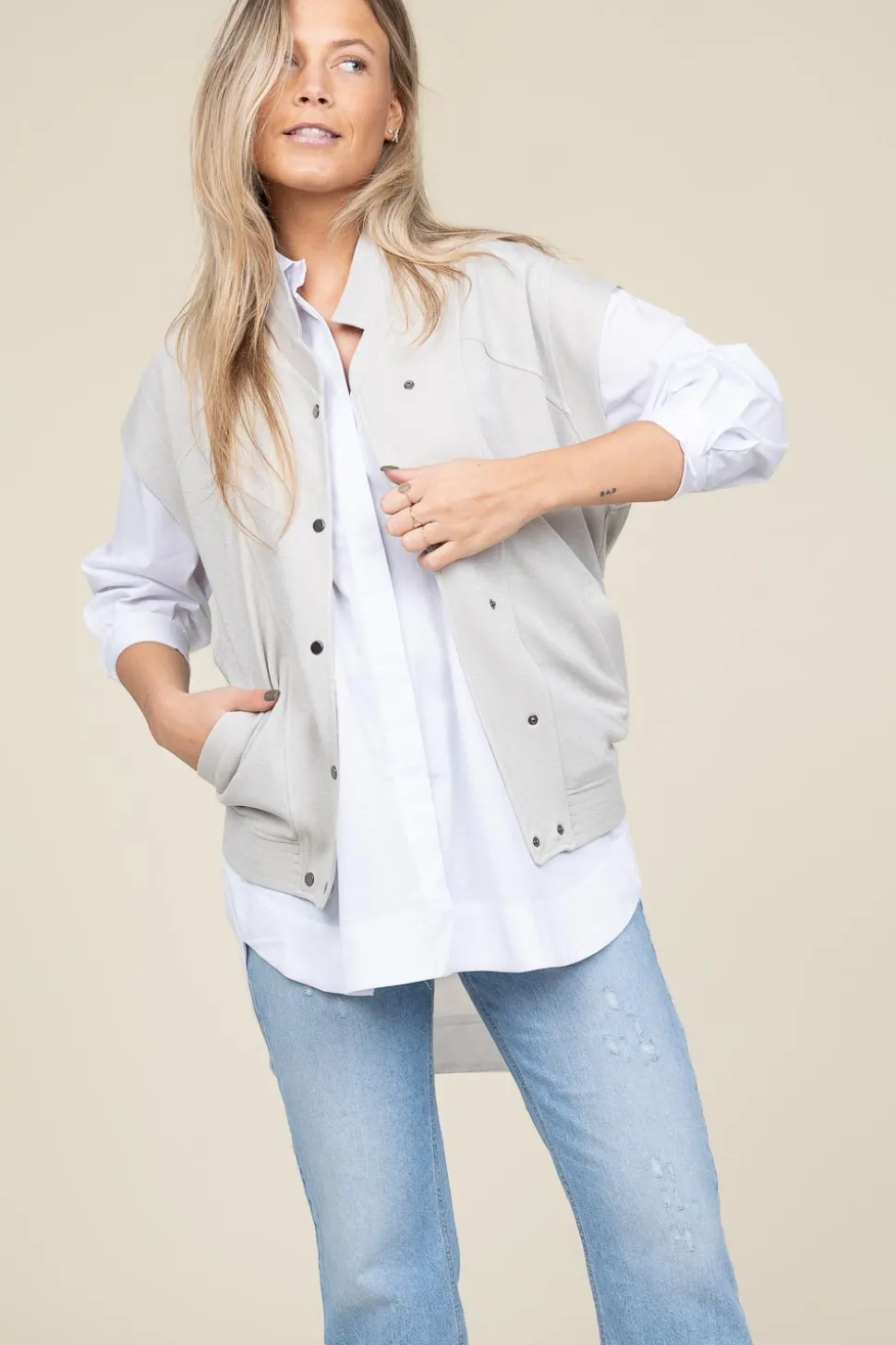 Sleeveless Bomber With Lurex Geveva | Natural... | D-Etoiles Casiope | Little Soho