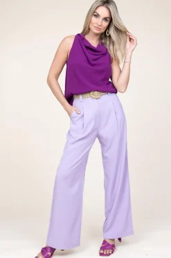 Slim Fit Pleated Trousers Julio | Purple... | Suncoo | Little Soho