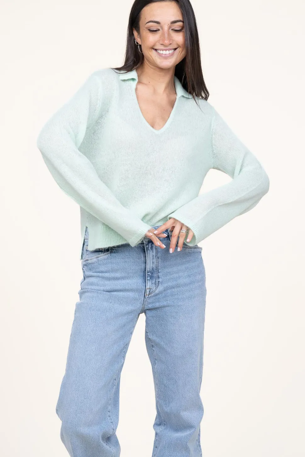 Soft Alpaca Blend Sweater Kenza | Green... | Dante 6 | Little Soho