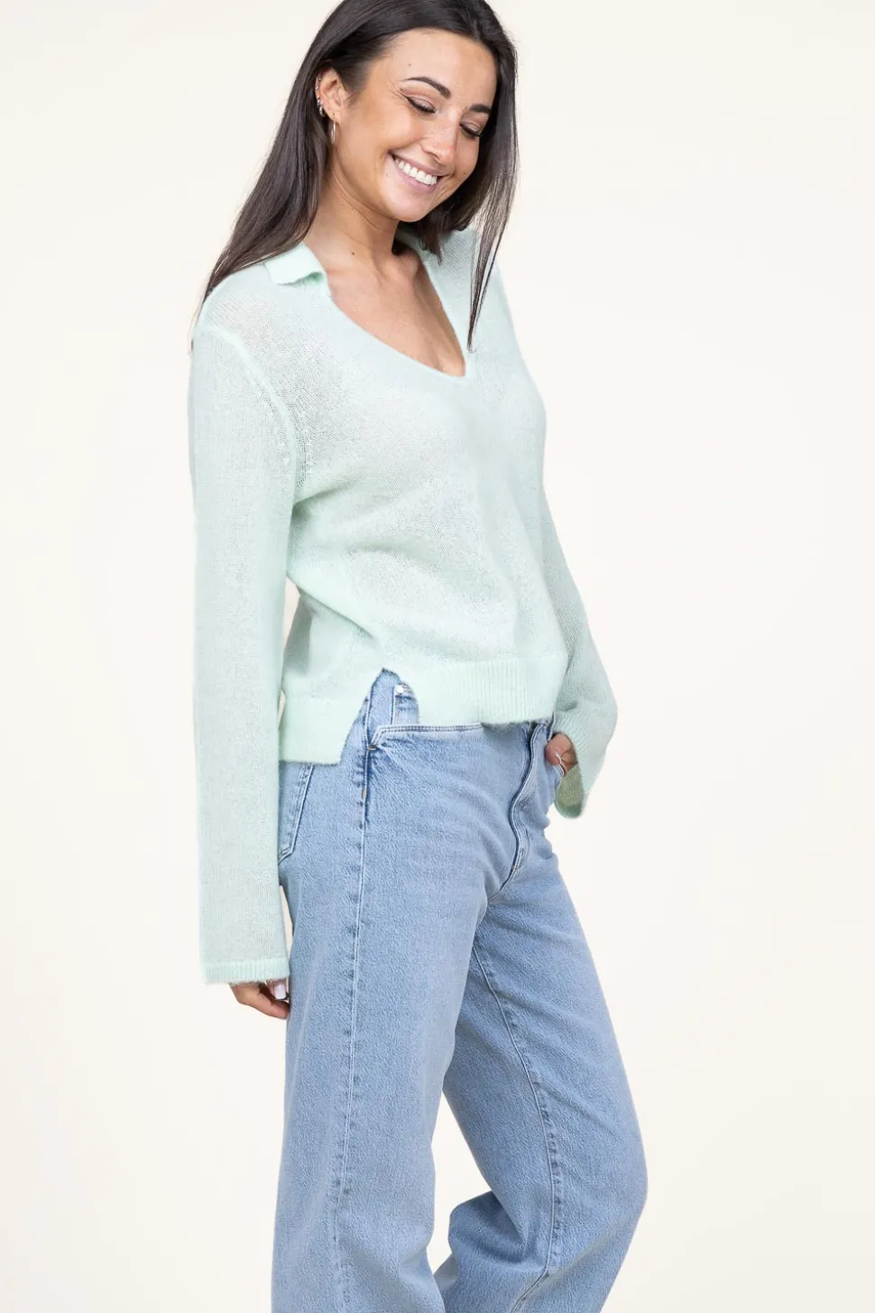 Soft Alpaca Blend Sweater Kenza | Green... | Dante 6 | Little Soho