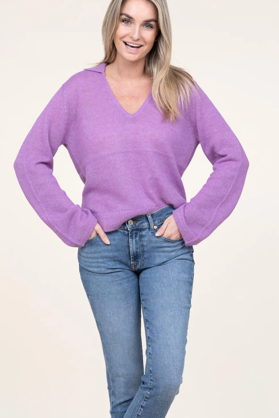 Soft Alpaca Blend Sweater Kenza | Purple... | Dante 6 | Little Soho