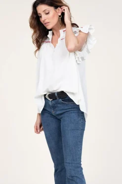 Soft Cotton Top With Embroidery Amarilis | Natural... | Devotion | Little Soho