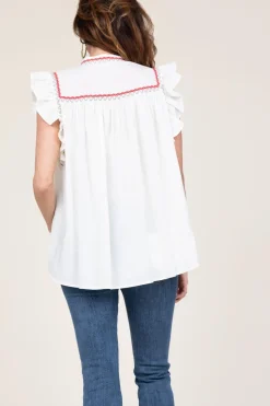 Soft Cotton Top With Embroidery Amarilis | Natural... | Devotion | Little Soho
