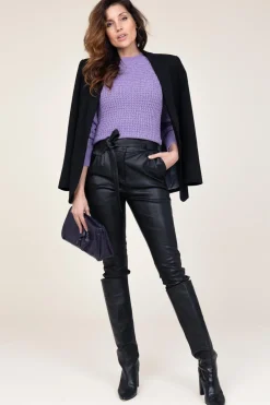 Soft Knitted Sweater With Lurex Tieke | Purple... | Ibana | Little Soho