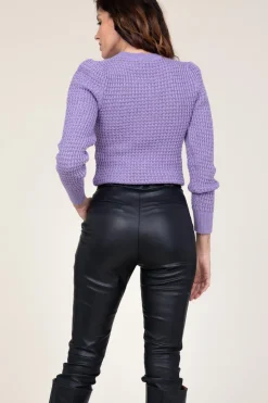 Soft Knitted Sweater With Lurex Tieke | Purple... | Ibana | Little Soho