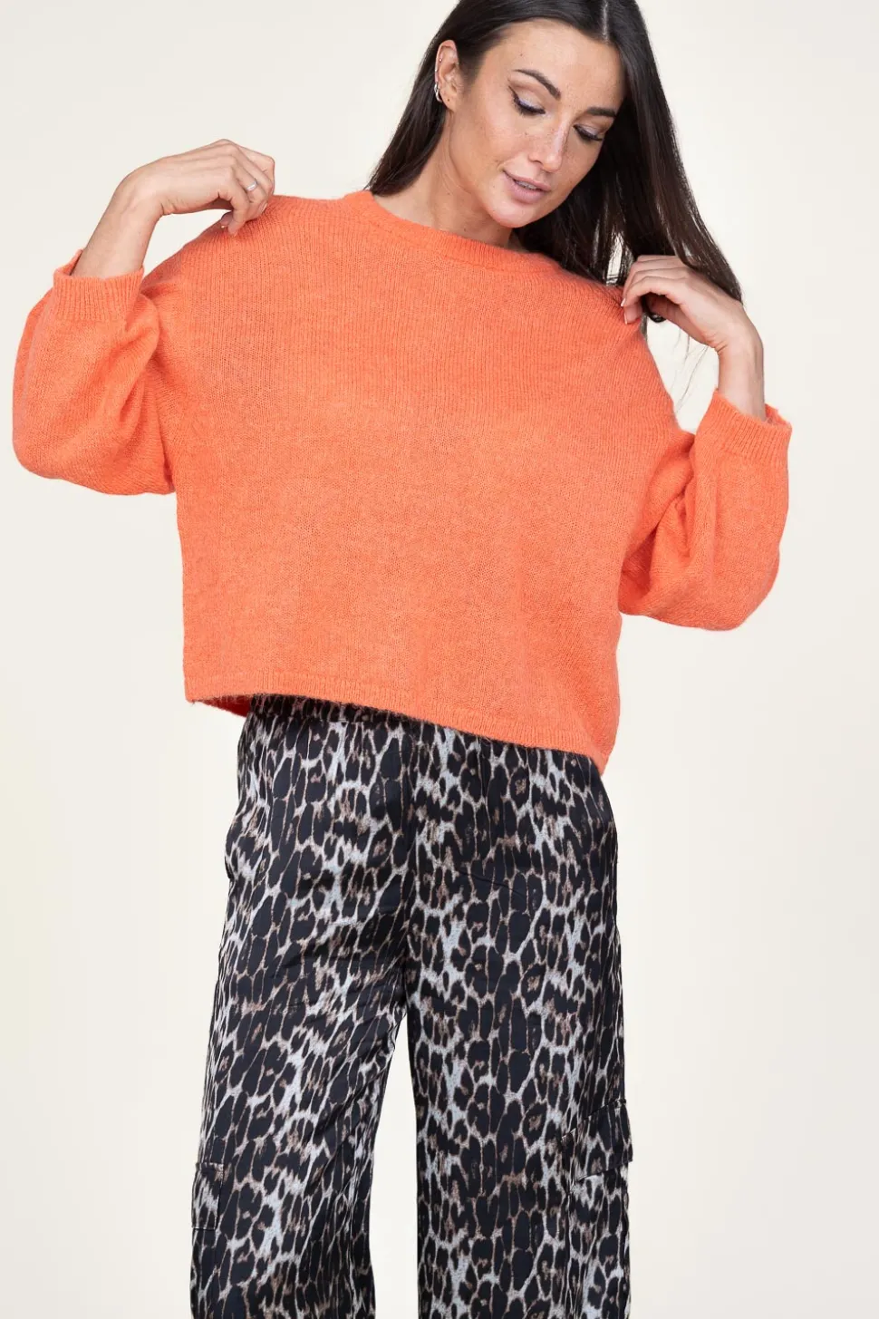 Soft Openback Alpaca Sweater Ullysa | Orange... | Dante 6 | Little Soho