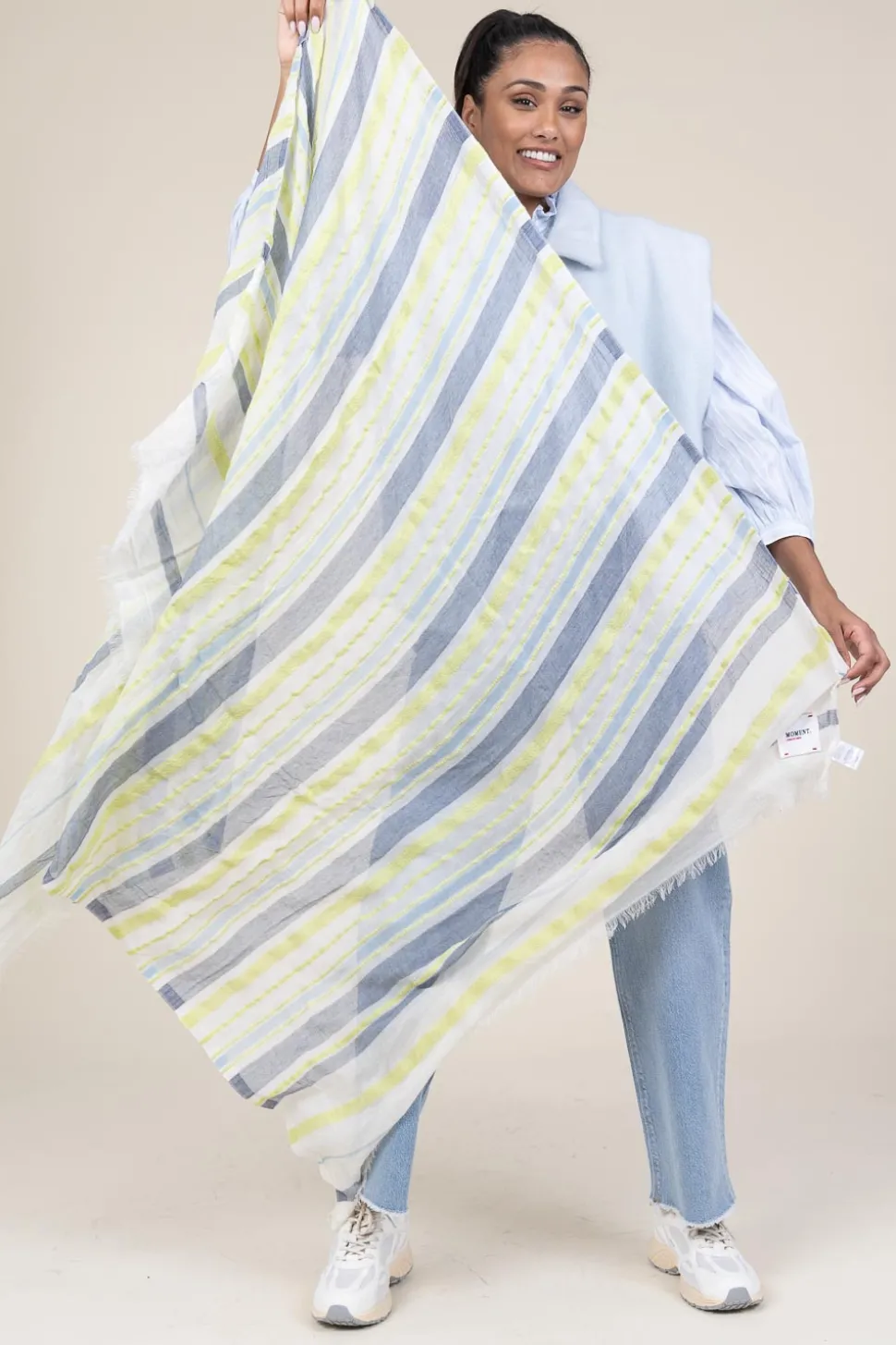 Soft Striped Scarf Norah | Green... | Moment Amsterdam | Little Soho