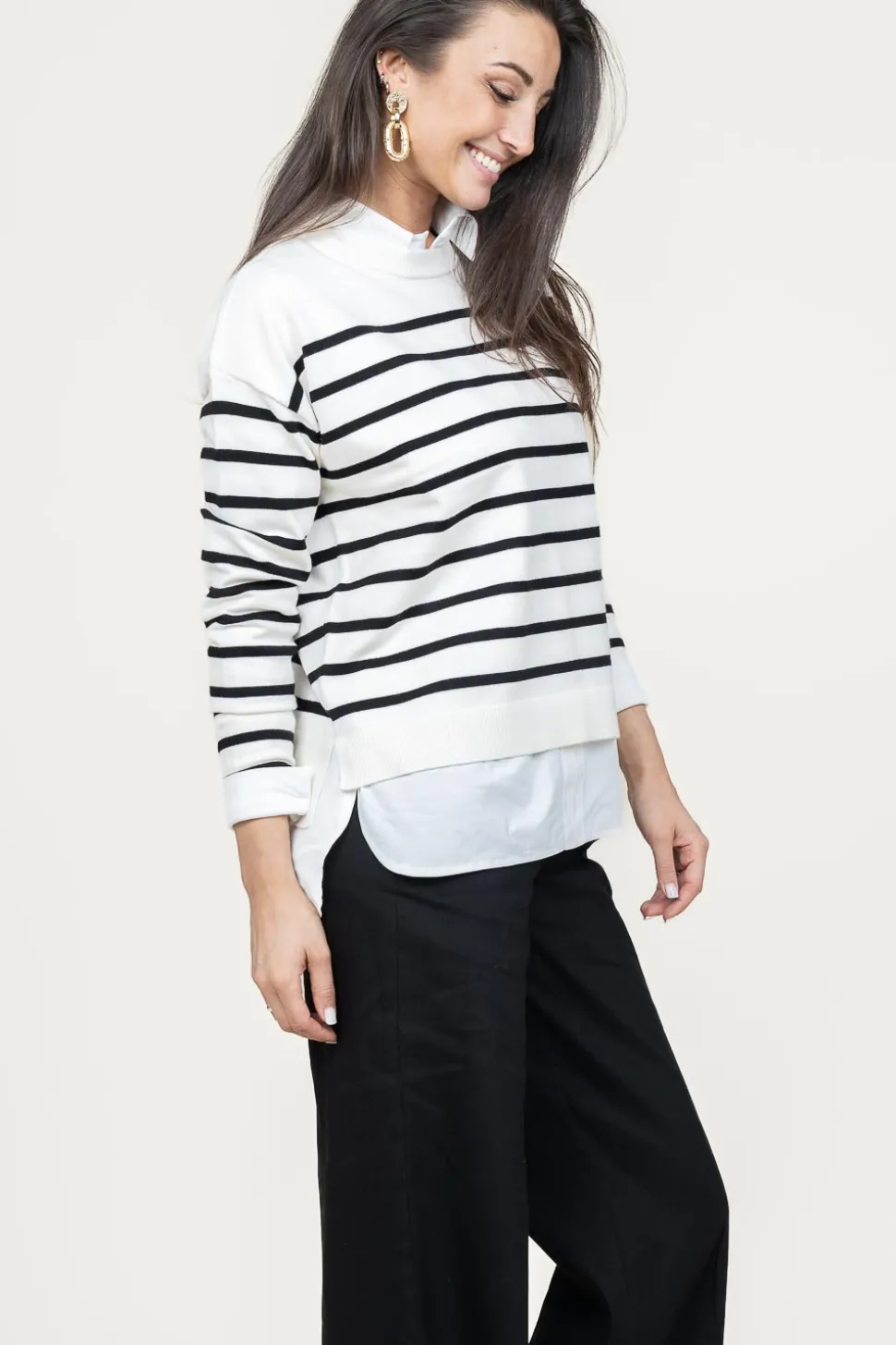 Soft Striped Sweater Collins | Black White... | Cc Heart | Little Soho