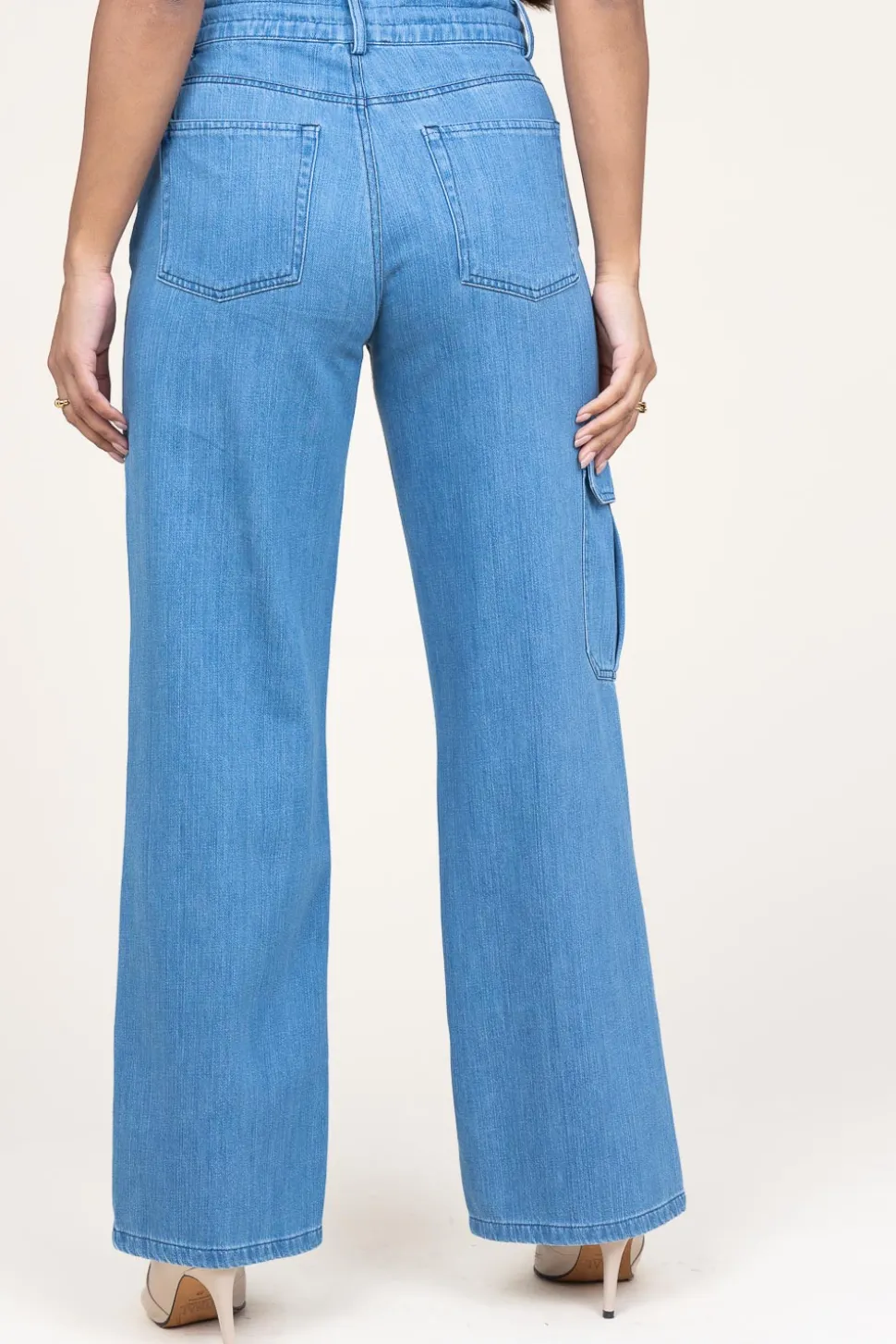Soft Tencel Denim Cargo Pants Blustery | Blue... | Dante 6 | Little Soho