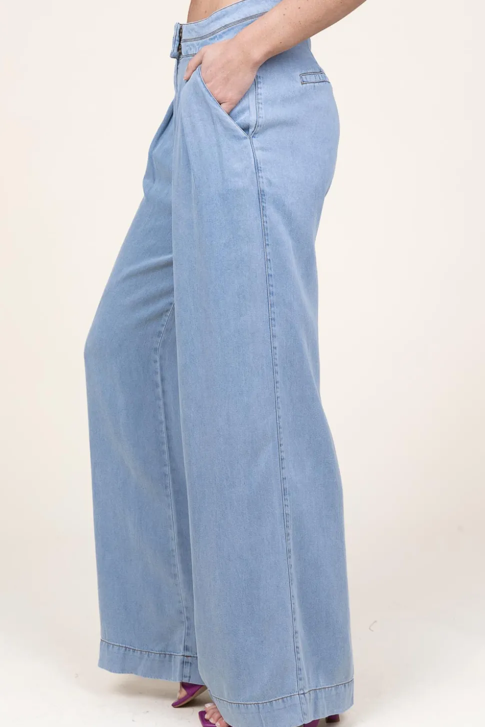 Soft Tencel Pleated Pants Fredrique | Blue... | Aaiko | Little Soho