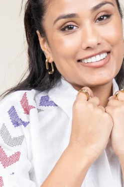 Stainless Steel Gold Plated Earrings Linked | Gold... | Bandhu | Little Soho