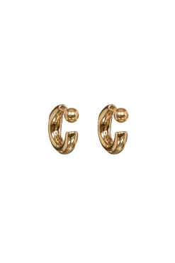 Stainless Steel Gold Plated Earrings Hoop Dot | Gold... | Bandhu | Little Soho
