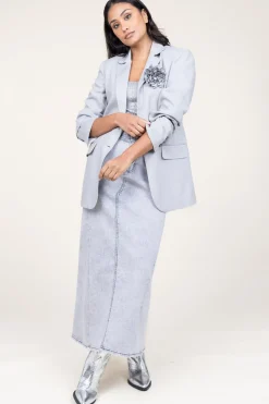 Straight Blazer In Linen Blend Mercy | Grey... | Herskind | Little Soho
