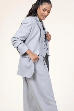 Straight Blazer In Linen Blend Mercy | Grey... | Herskind | Little Soho