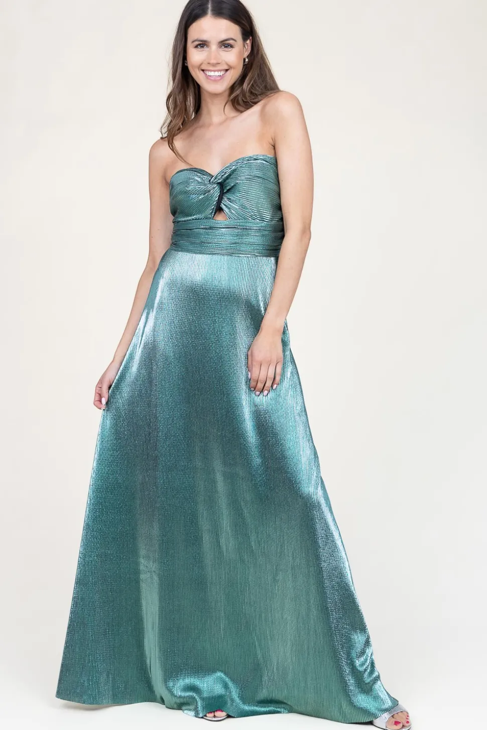 Strapless Maxi Dress With Lurex Frederique | Green... | Ibana | Little Soho