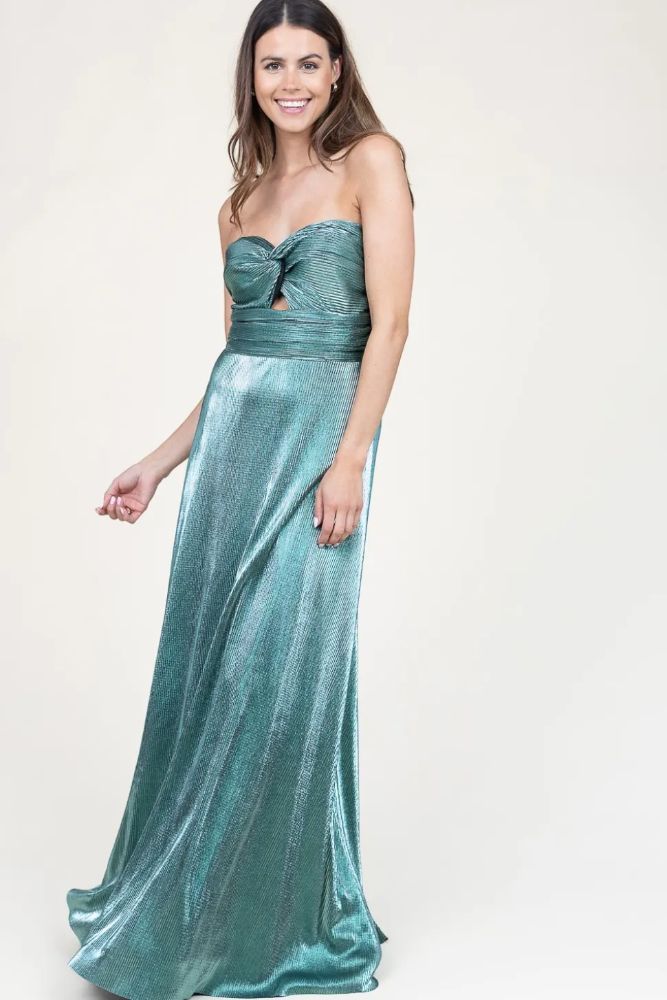 Strapless Maxi Dress With Lurex Frederique | Green... | Ibana | Little Soho