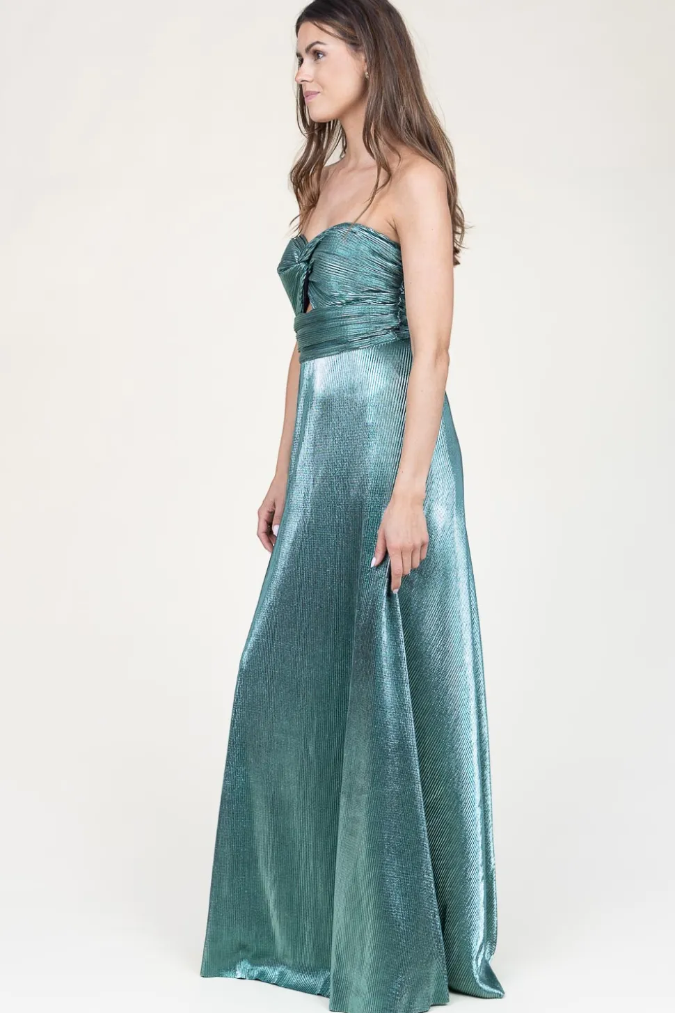 Strapless Maxi Dress With Lurex Frederique | Green... | Ibana | Little Soho