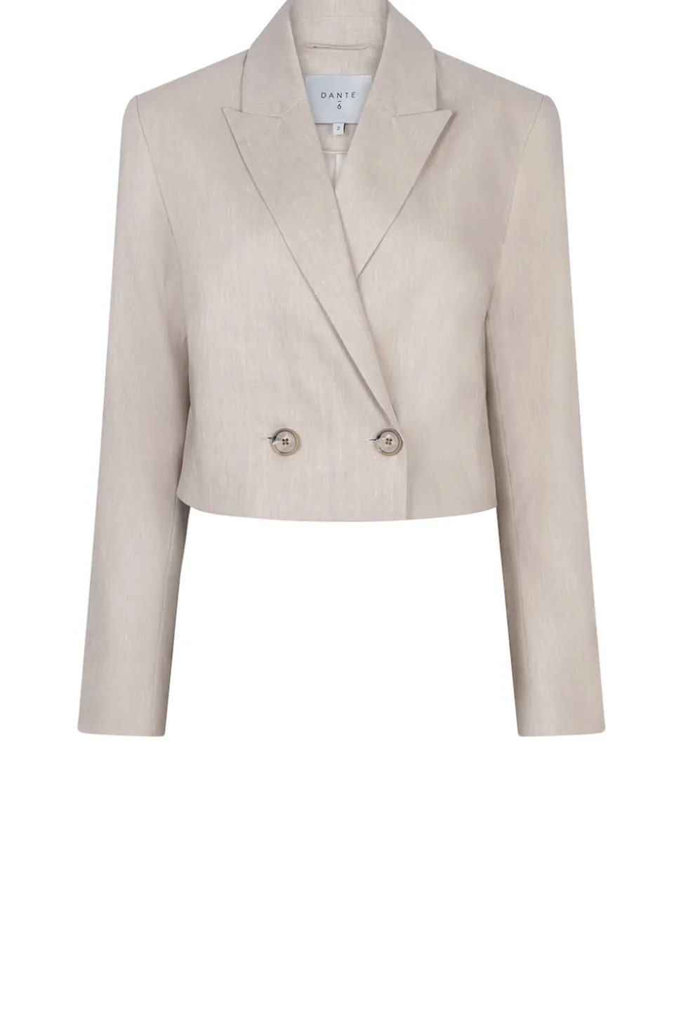 Stretch Cropped Linen Mix Blazer Acedia | Beige... | Dante 6 | Little Soho