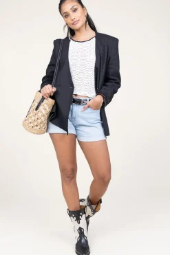 Stretch Denim Short Roll | Blue... | 7 For All Mankind | Little Soho