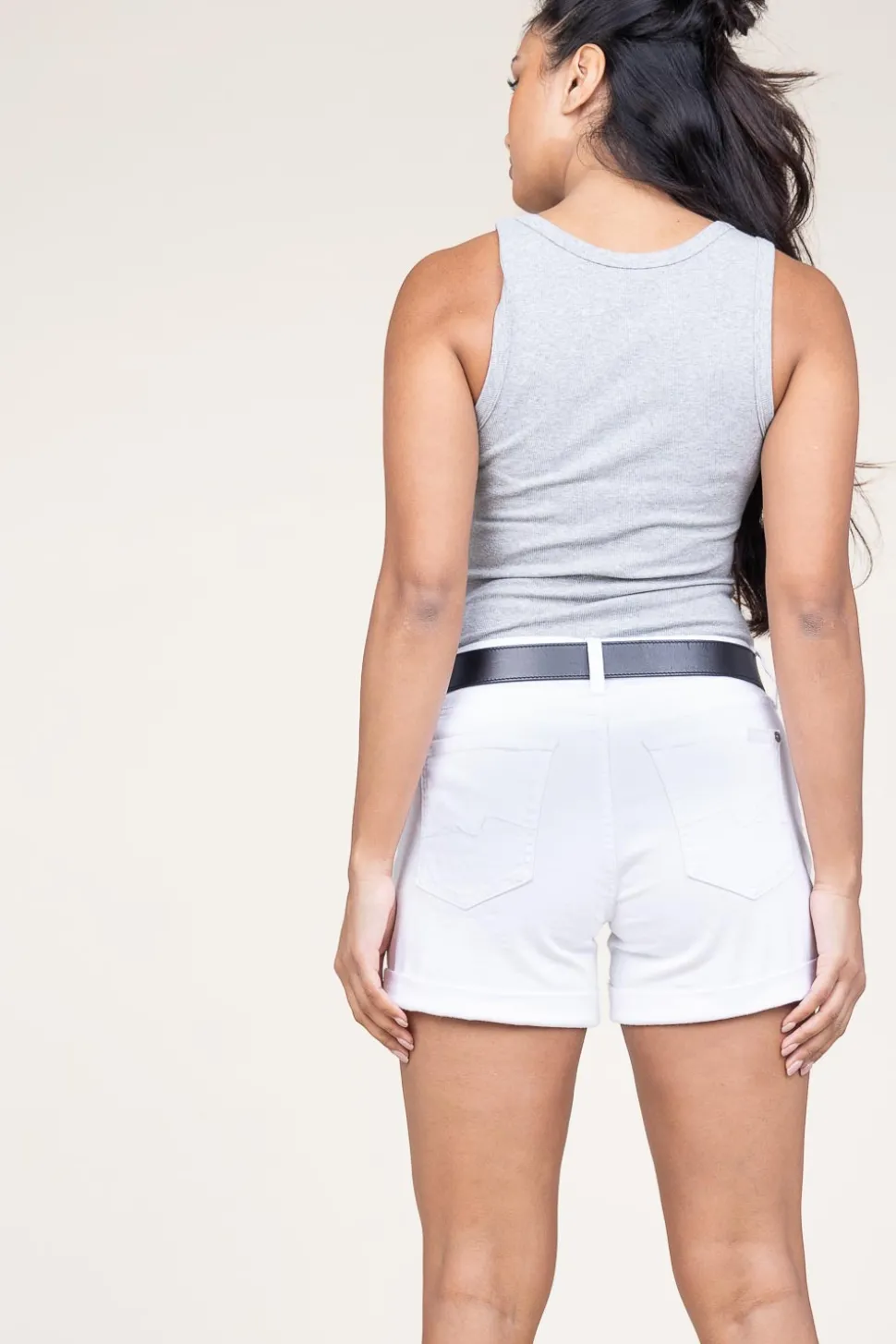 Stretch Denim Short Roll | White... | 7 For All Mankind | Little Soho