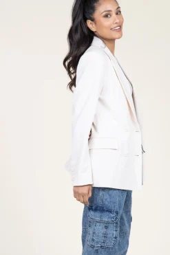 Stretch Double Breasted Blazer Odille | Natural... | Dante 6 | Little Soho