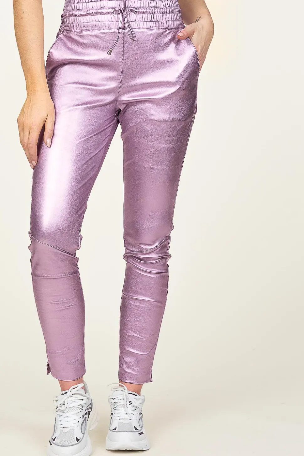 Stretch Leather Metallic Legging Poggy | Purple... | Ibana | Little Soho