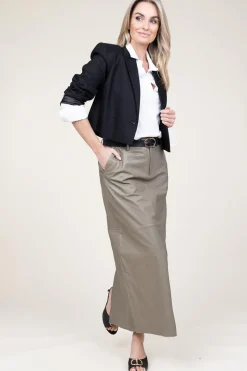 Stretch Leather Pencil Skirt Lori | Green... | Alter Ego | Little Soho