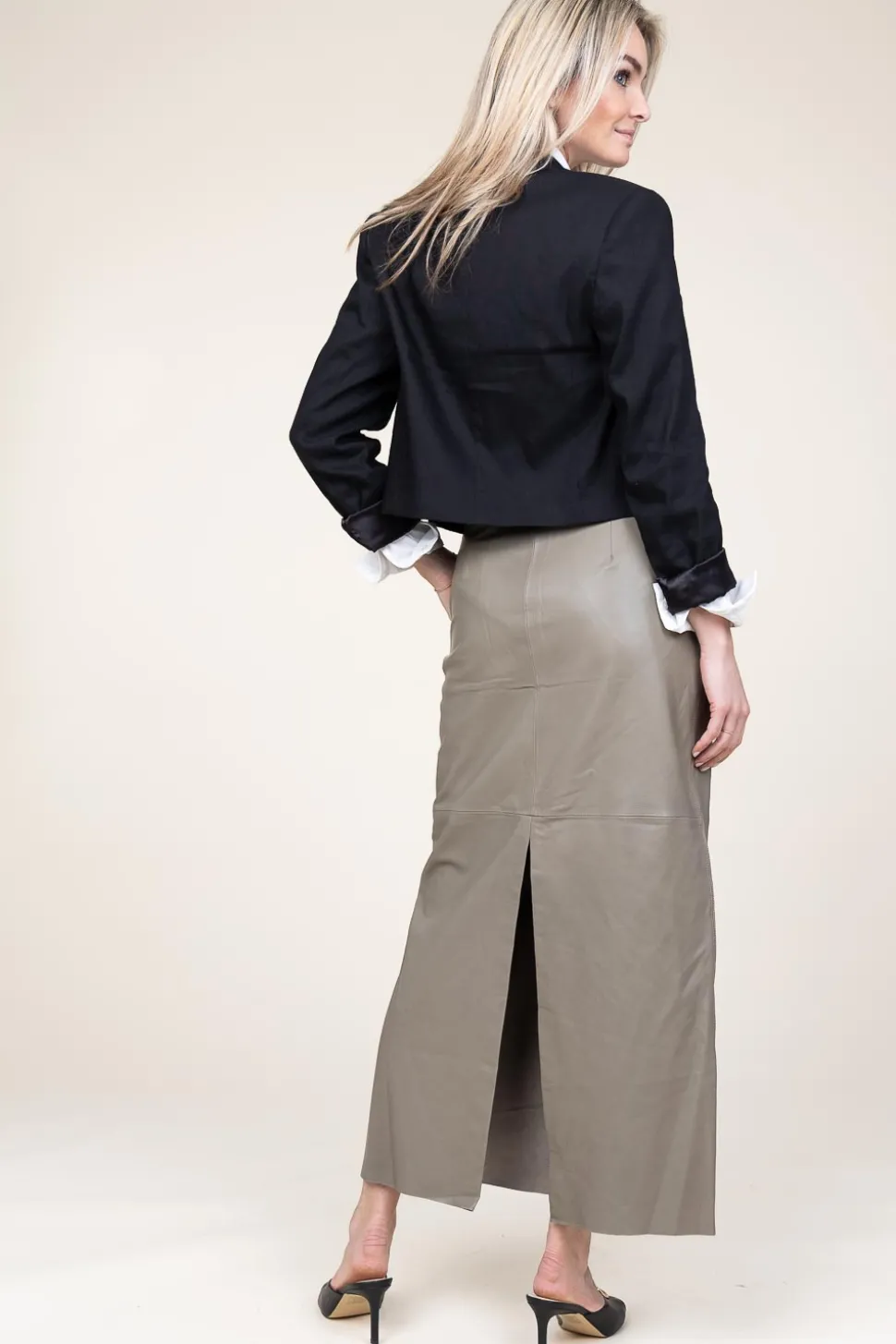 Stretch Leather Pencil Skirt Lori | Green... | Alter Ego | Little Soho