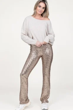 Stretch Pants With Sequins Ella | Gold... | Patrizia Pepe | Little Soho