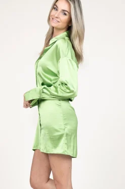 Stretch Satin Dress Josy | Green... | Patrizia Pepe | Little Soho