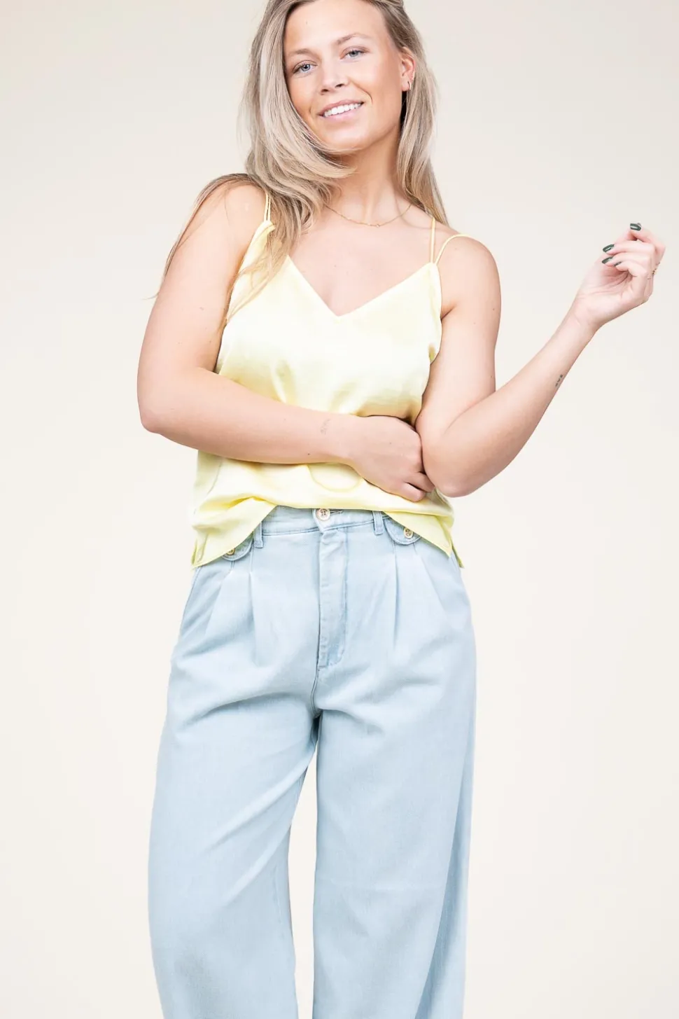 Stretch Satin Top Obu | Yellow... | Dante 6 | Little Soho