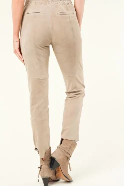 Stretch Suede Jogger Noami | Taupe... | Studio Ar | Little Soho