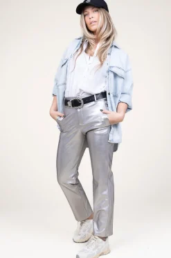 Stretchy Metallic Pants Great | Silver... | D-Etoiles Casiope | Little Soho