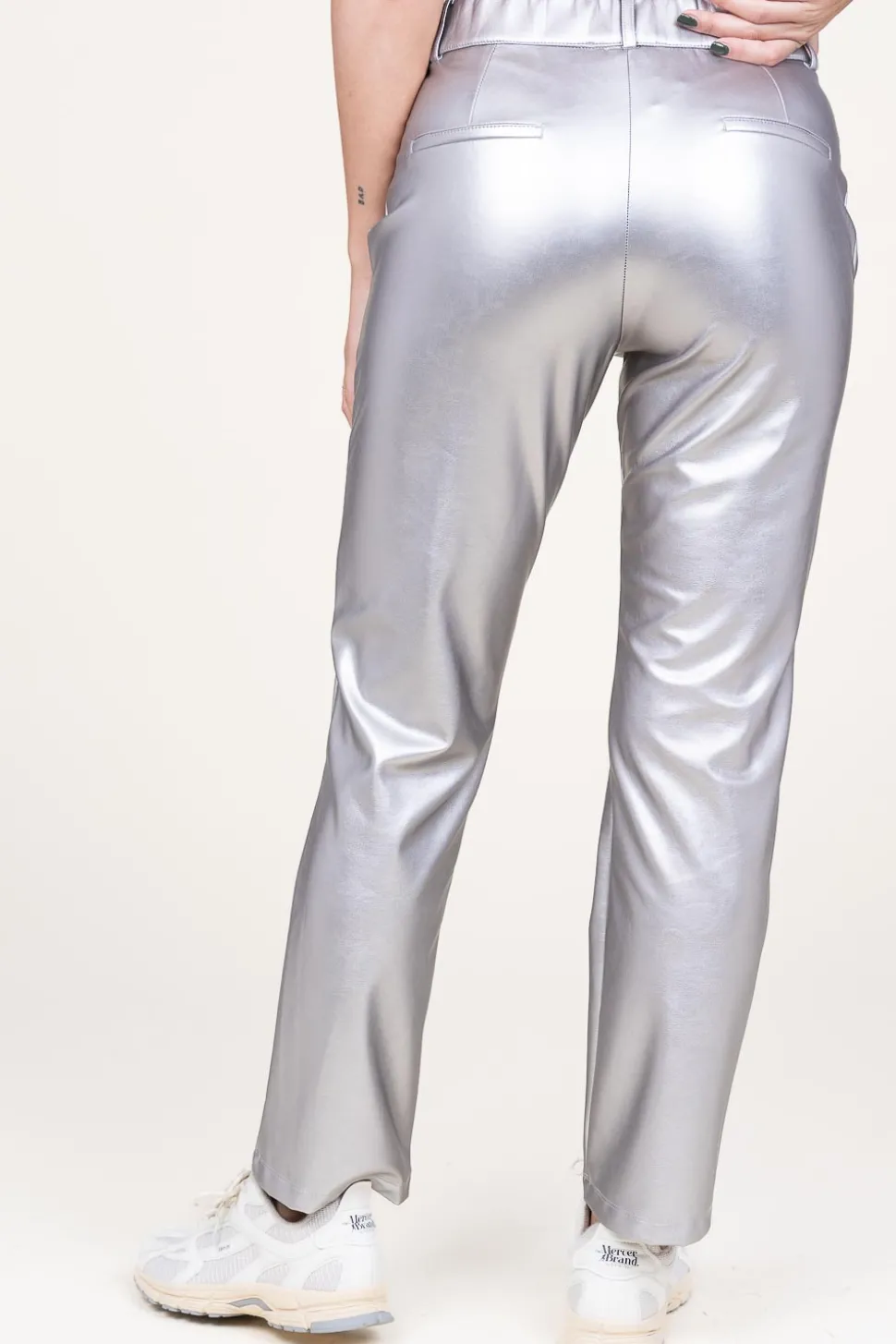 Stretchy Metallic Pants Great | Silver... | D-Etoiles Casiope | Little Soho